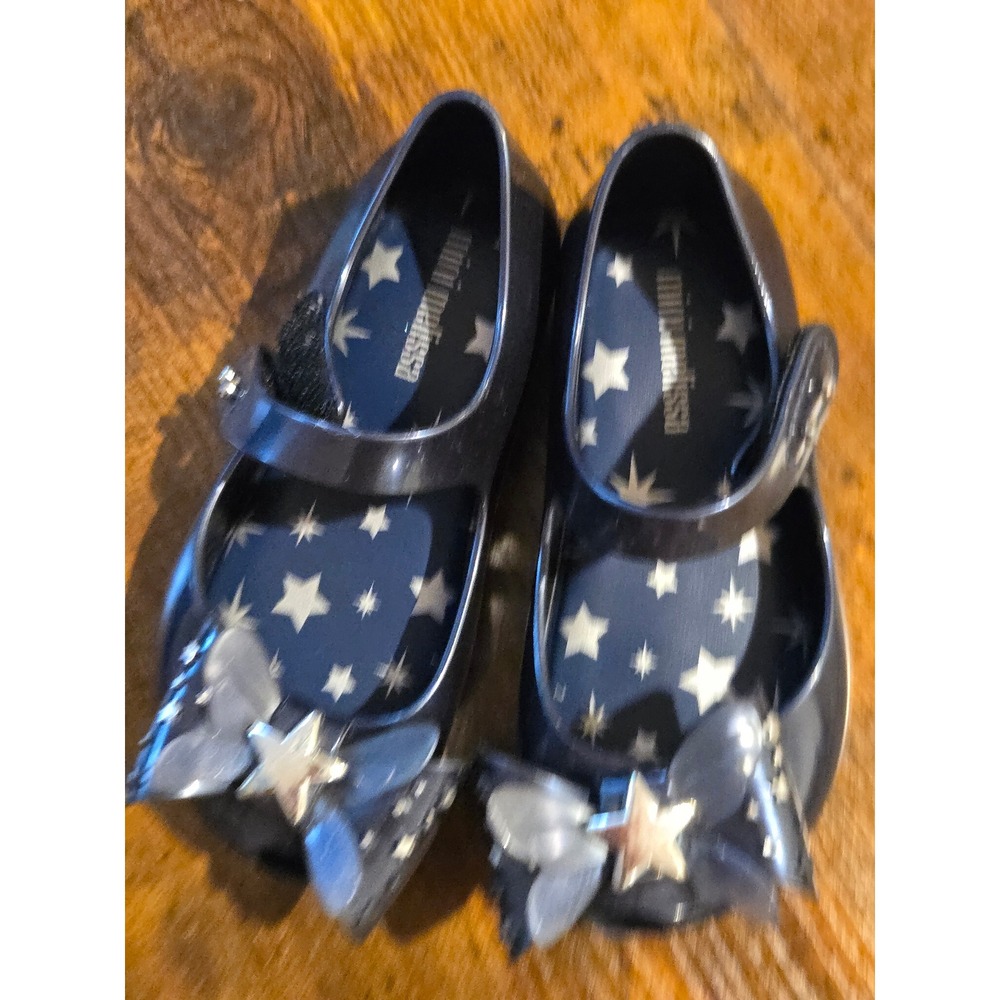 Mini Melissa Ultragirl Star Bow Navy Blue Jelly Mary Jane Shoes Kids Size 8 USA - Picture 2 of 6